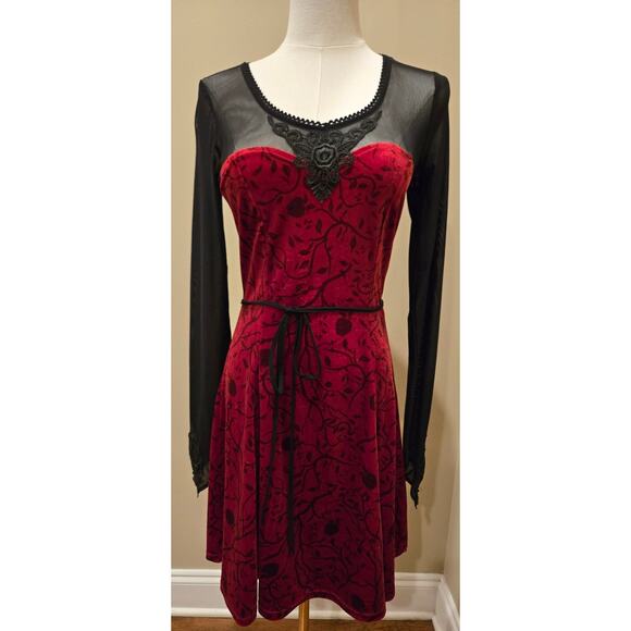 Hot Topic Gothic Once Upon A Time Regina Red Black Dress Short Small - Picture 3 of 12